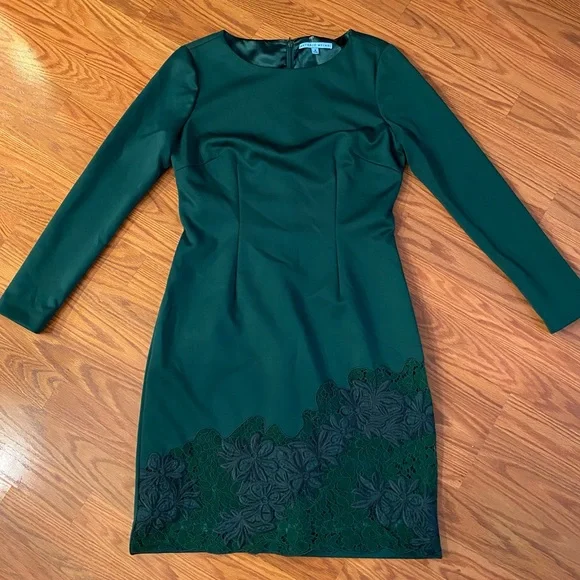 Emerald Lace Long Sleeve Dress Size 8 - Picture 1 of 9